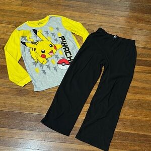 Pikachu Kids Pajamas - Yellow and Black, Sz 10/12